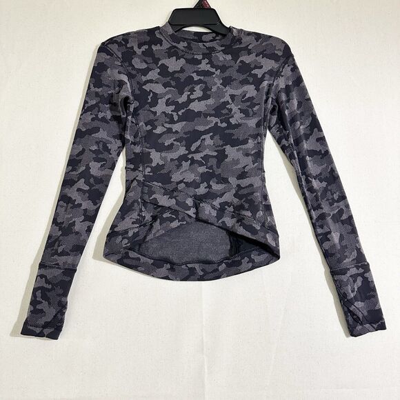 Lululemon Close to Crossing Long Sleeve Top 2 Rulu Heritage Camo Jacquard Black - Picture 1 of 7